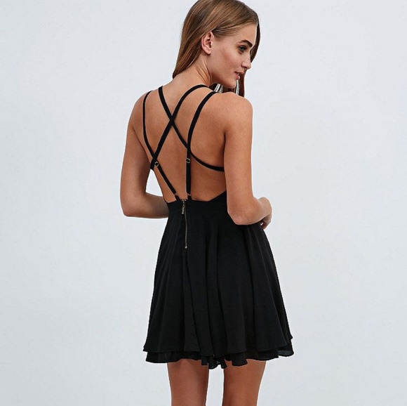 black strappy back dress